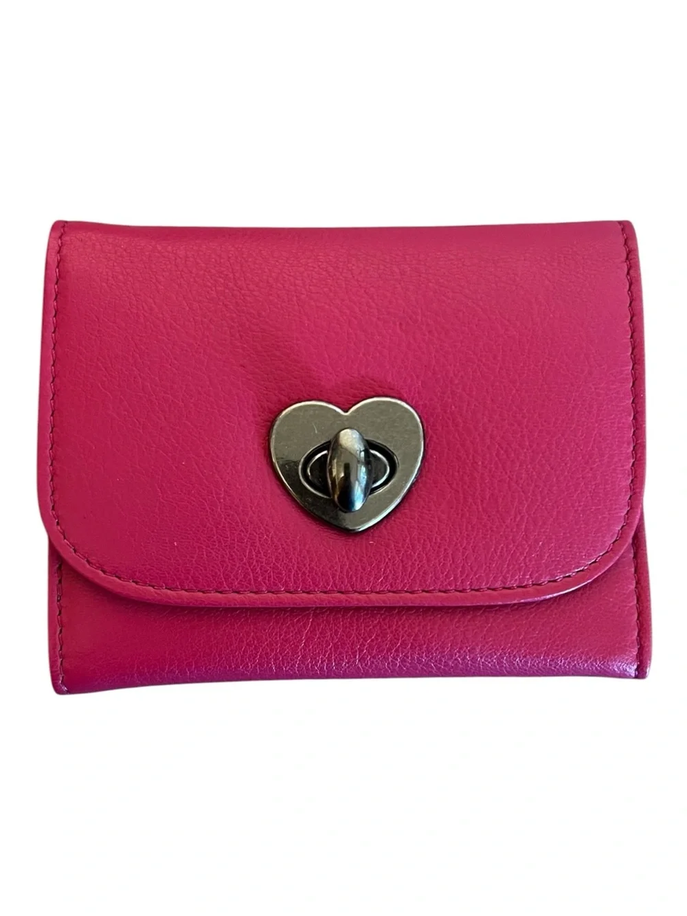 Free People Lock It Up Leather Heart Turn Lock Wallet Pink